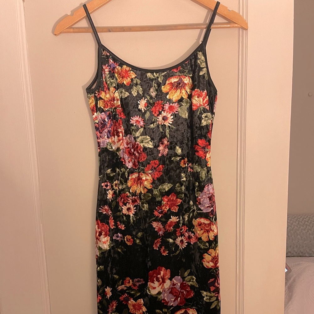 Long form fitting velvet dress